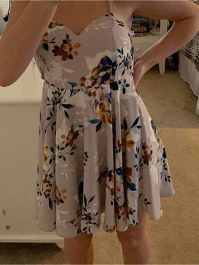 Light Purple Floral Tie-Back Bow Mini Dress